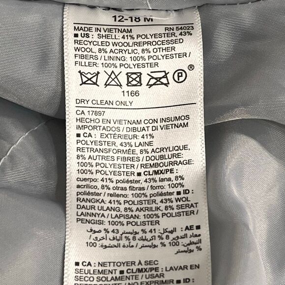 Old Navy Wool Blend Gray Peacoat Girls Size 12-18 Months - Picture 4 of 4